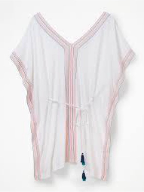 Boden Other - Boden Eloise Kaftan White Cover-Up with Colorful Stripe Trim